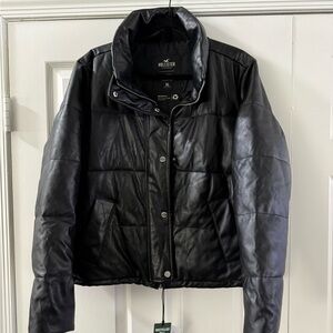 Hollister Women's Black Faux Leather Jacket
